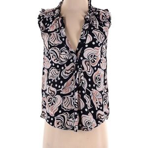 Ann Taylor Black and Pink Swirl Blouse